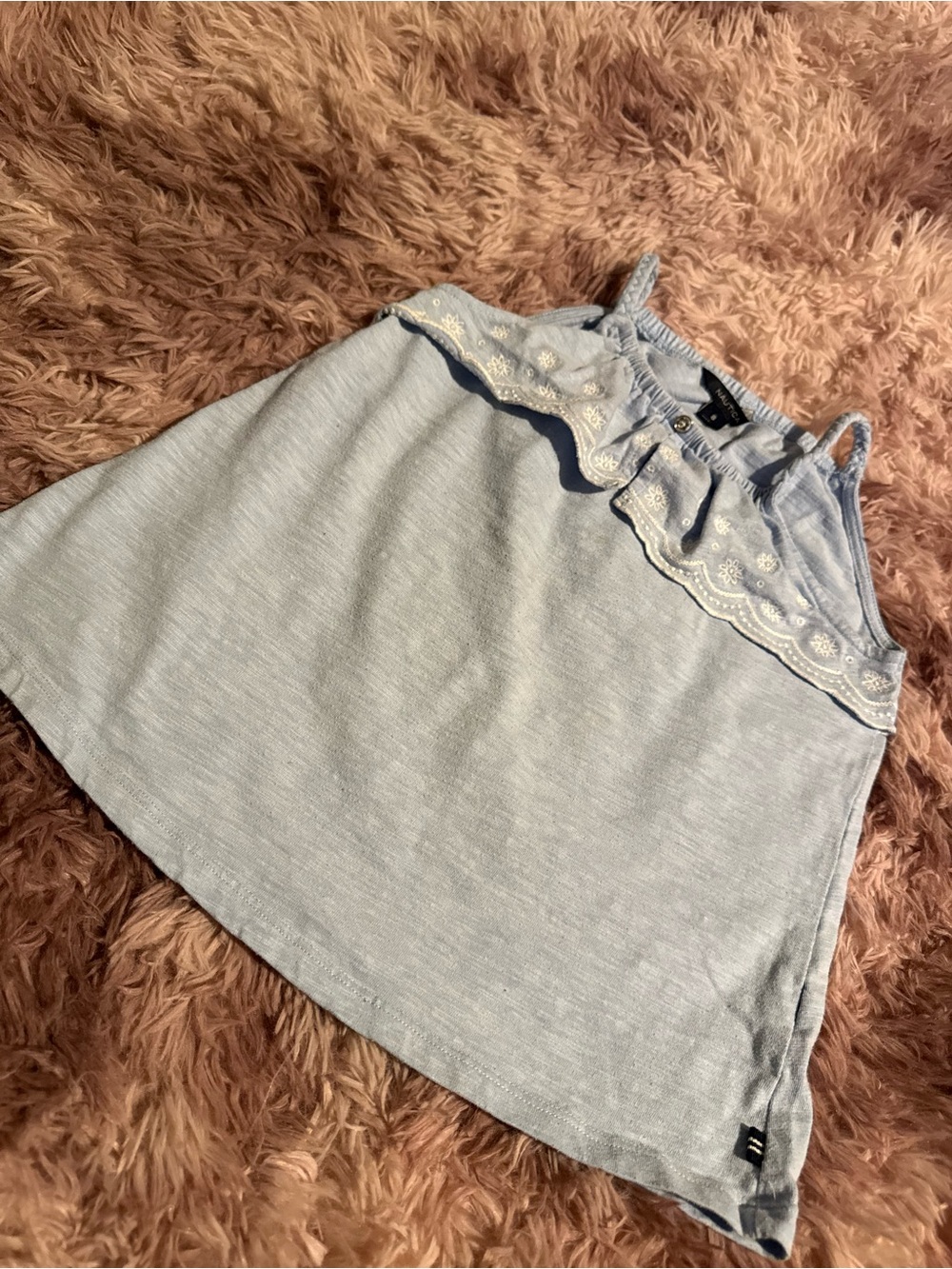 Nautica Light Blue Eyelet Ruffle Sleeveless Top